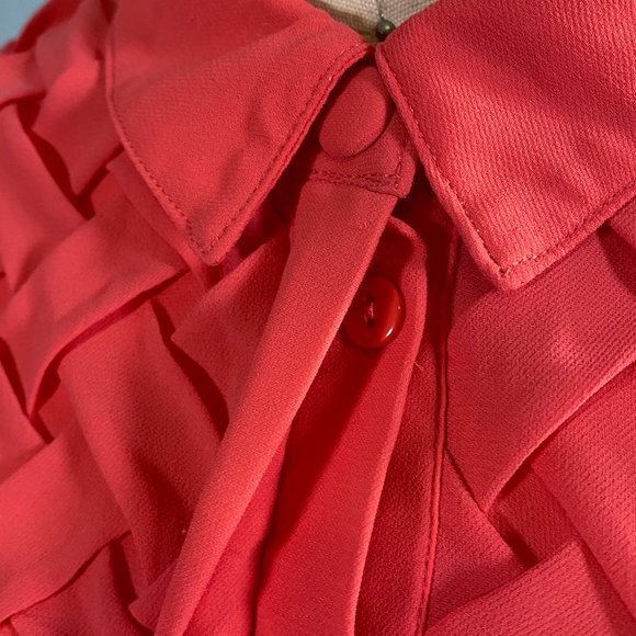 ASOS Hot Pink Semi Sheer Cropped Pleated Top Shirt - Picture 4 of 6